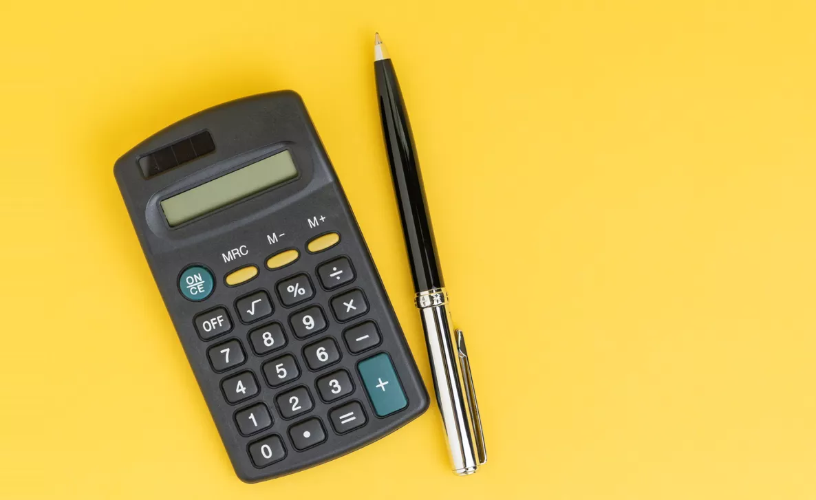  A pen and a calculator.
