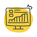 Illustration of a computer monitor displaying an upward‑trending chart