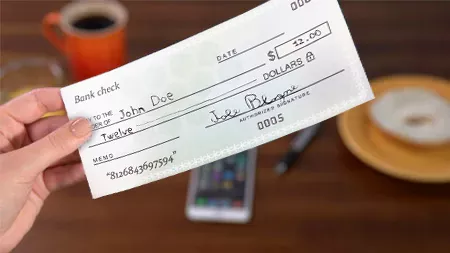  A check, ready for deposit.
