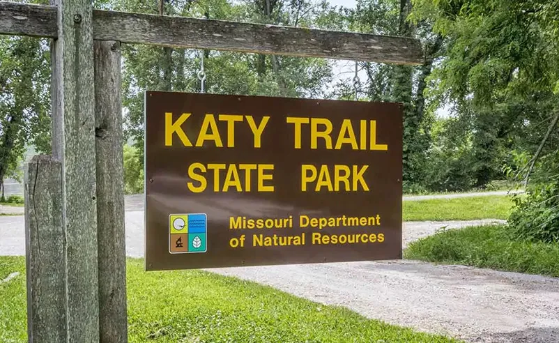 Sign at the trailhead of Katy Trail State Park.