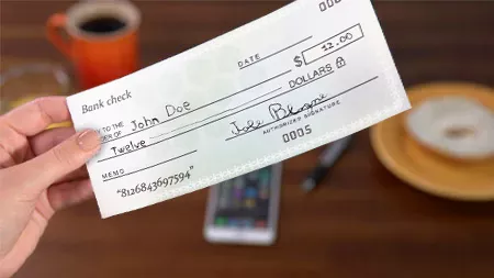 A check, ready for deposit.