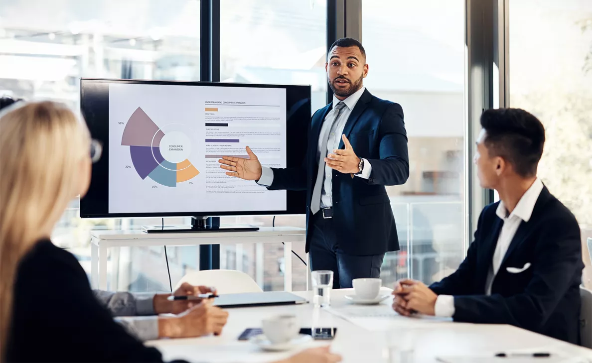 Man giving presentation in an office